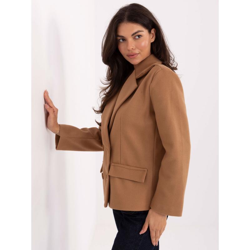 Krátký kabát v barvě camel s podšívkou RUE PARIS