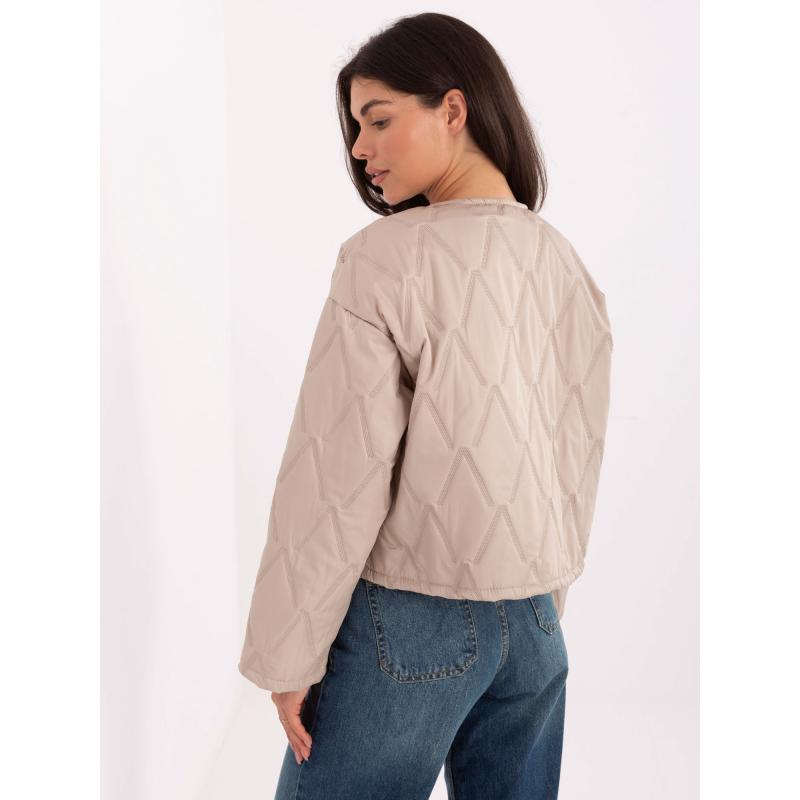 Béžová dámska bunda s brošňou RUE PARIS