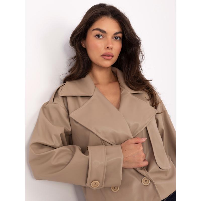 Bežový krátký kabát střihu trenčkotu RUE PARIS