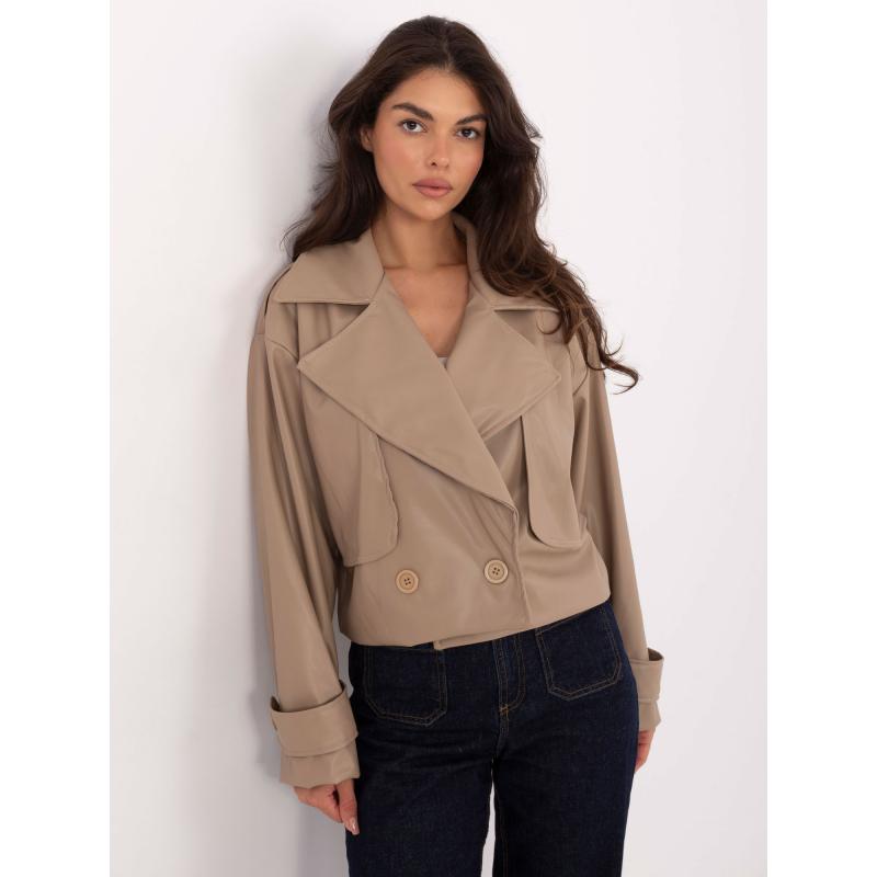 Bežový krátký kabát střihu trenčkotu RUE PARIS