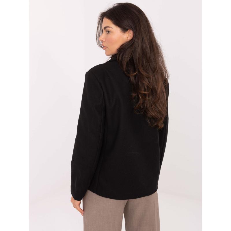 Černý kabát s dvouřadým zapínáním RUE PARIS