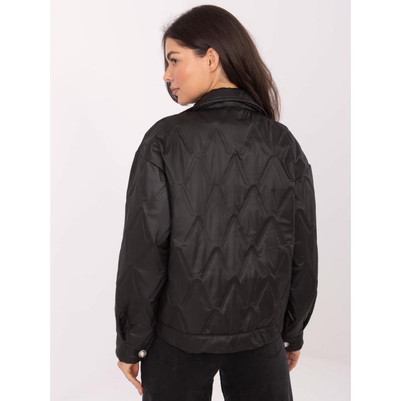 Fekete steppelt kabát gombokkal RUE PARIS