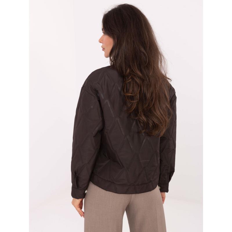 Csokoládébarna steppelt kabát zsebekkel RUE PARIS