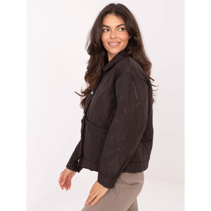 Csokoládébarna steppelt kabát zsebekkel RUE PARIS