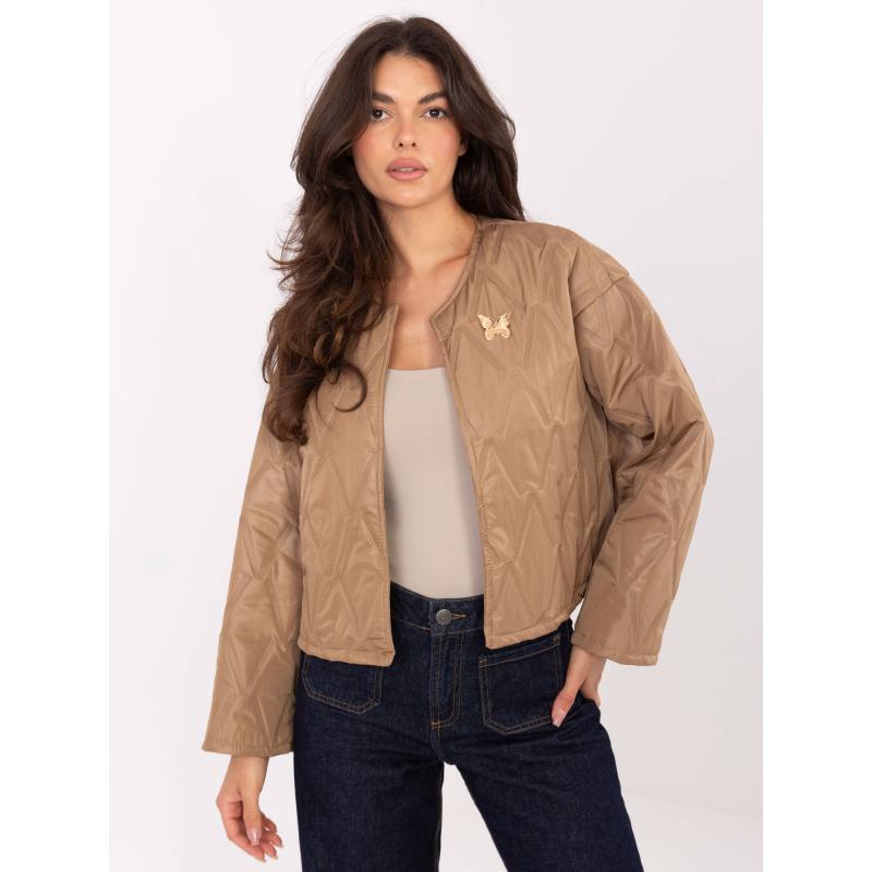 Camelová prošívaná bunda bez kapuce RUE PARIS