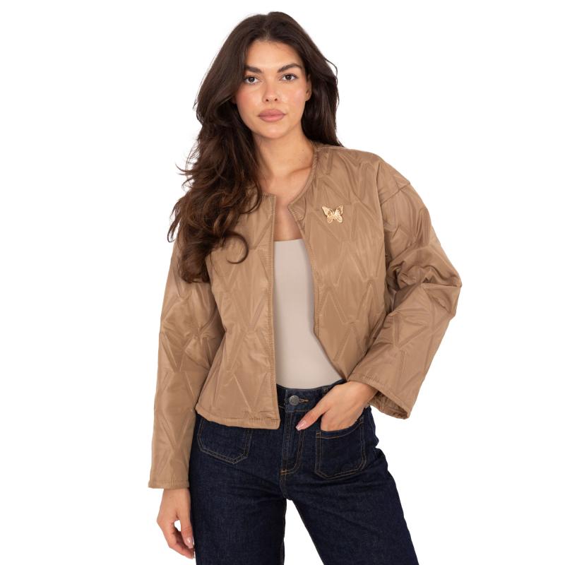 Camelová prošívaná bunda bez kapuce RUE PARIS