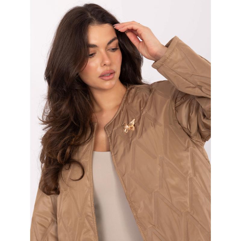 Camelová prošívaná bunda bez kapuce RUE PARIS