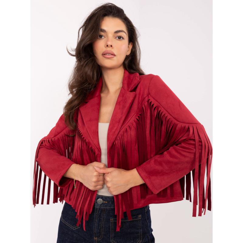 Červená kovbojská bunda bez zapínání RUE PARIS