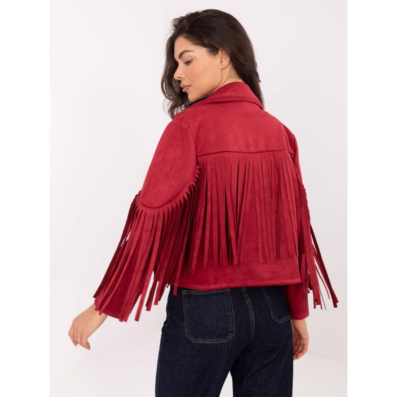 Červená kovbojská bunda bez zapínání RUE PARIS
