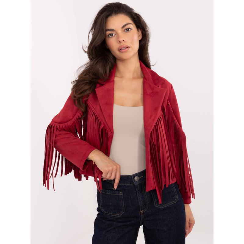 Červená kovbojská bunda bez zapínání RUE PARIS