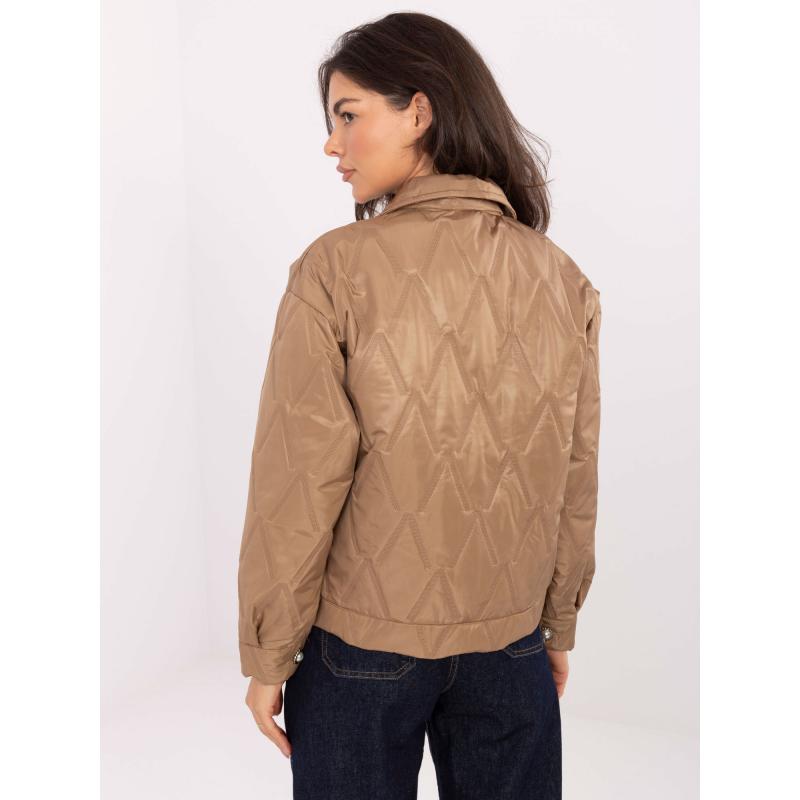 Camelová přechodová bunda s límcem RUE PARIS