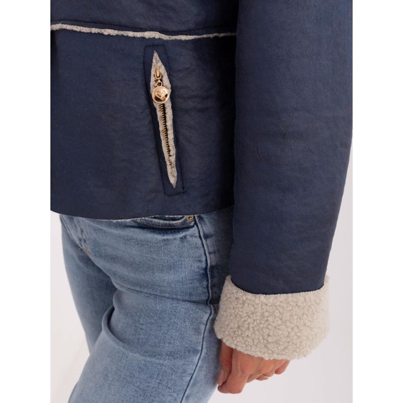 Modrá krátká bunda s imitací kapes