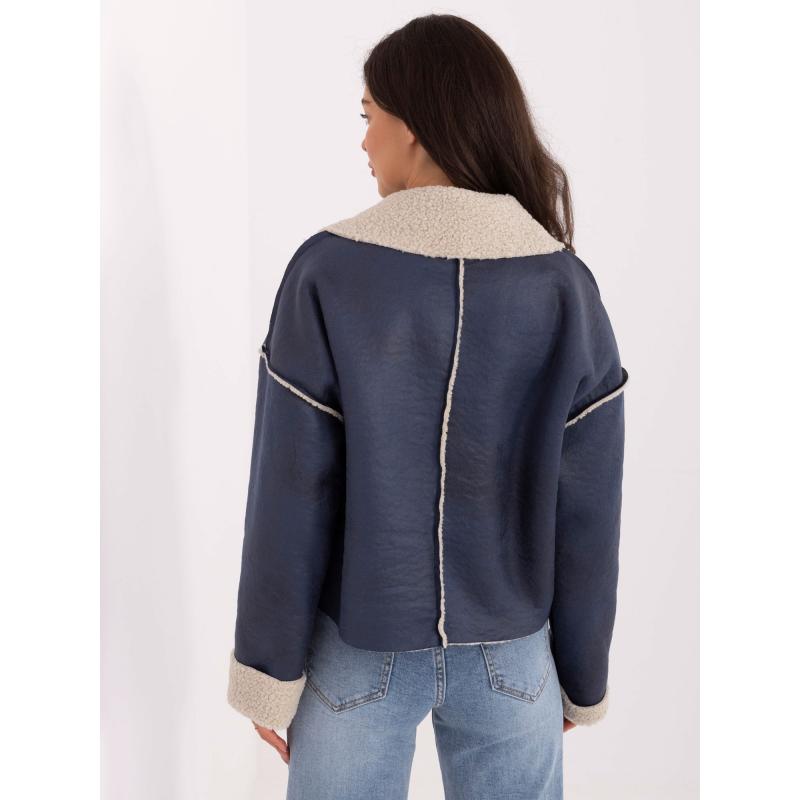 Modrá krátká bunda s imitací kapes