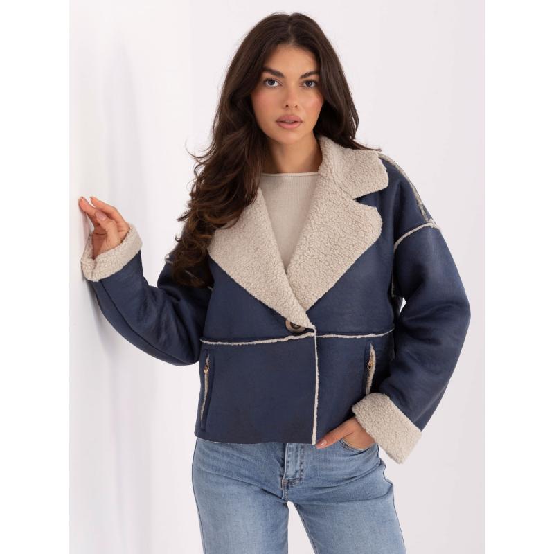 Modrá krátká bunda s imitací kapes