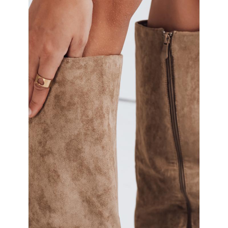 Dámske semišové topánky so širokým zvrškom, khaki