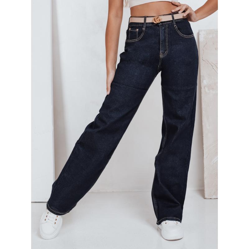 Dámské džíny s širokými nohavicemi, tmavě modré