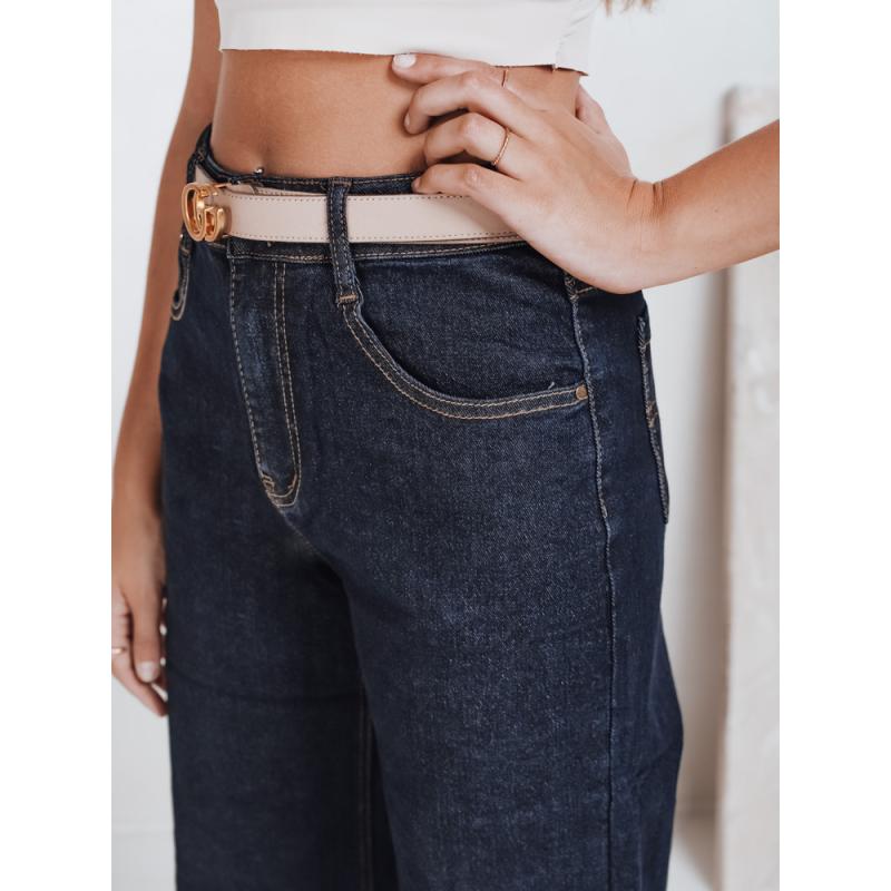 Dámské džíny s širokými nohavicemi, tmavě modré