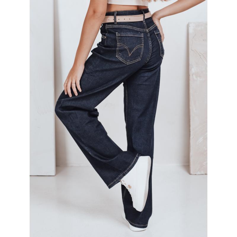 Dámské džíny s širokými nohavicemi, tmavě modré