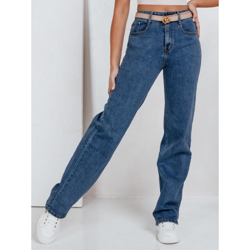 Dámské džíny s širokými nohavicemi, modré