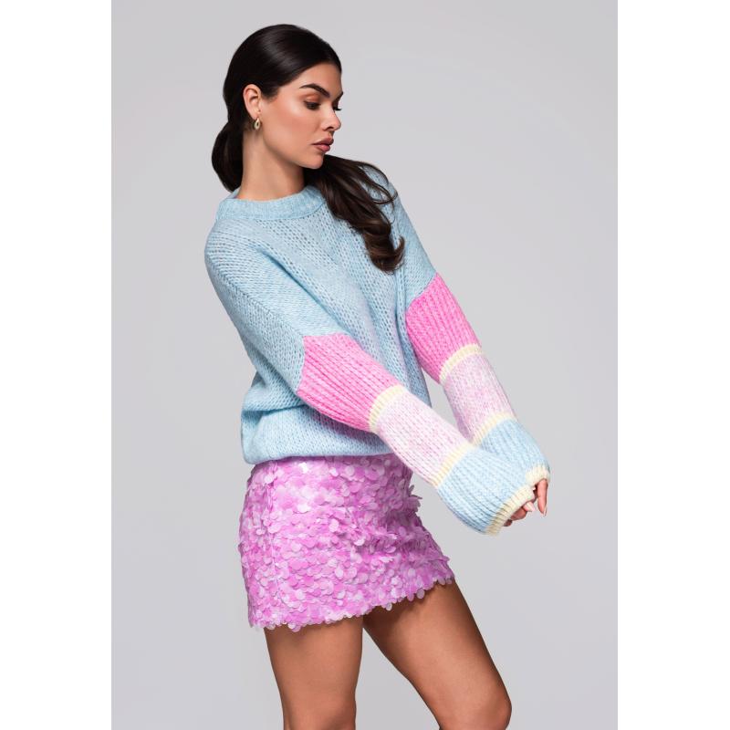 Dámský svetr LW-SWSW-0107 - světle modrý