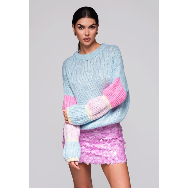 Dámský svetr LW-SWSW-0107 - světle modrý