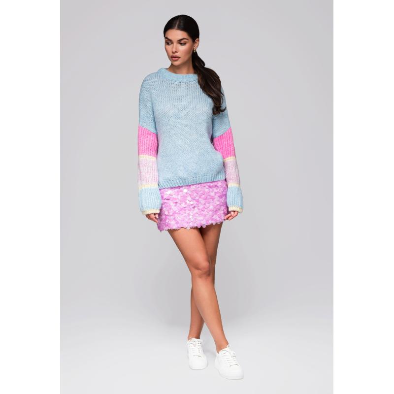 Dámský svetr LW-SWSW-0107 - světle modrý