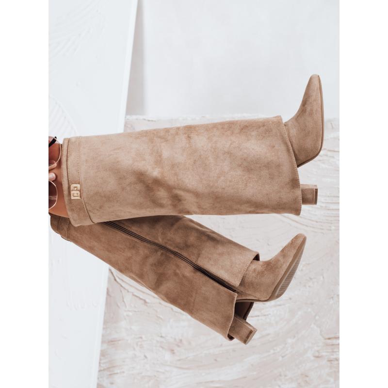 Dámske členkové topánky so širokým zvrškom, béžové