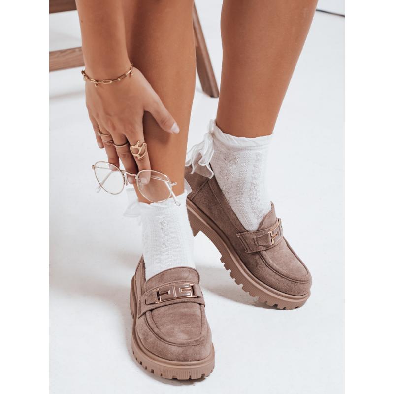 Dámske semišové mokasíny, béžové