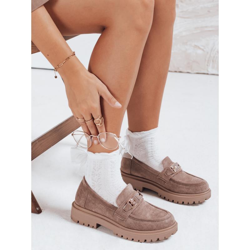 Dámske semišové mokasíny, béžové