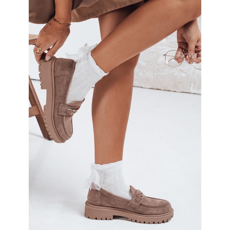 Dámske semišové mokasíny, béžové