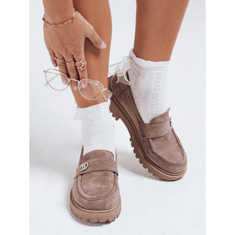 Dámske semišové mokasíny, béžové