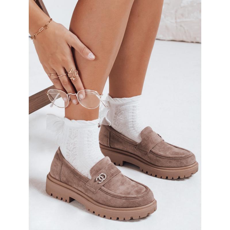 Dámske semišové mokasíny, béžové