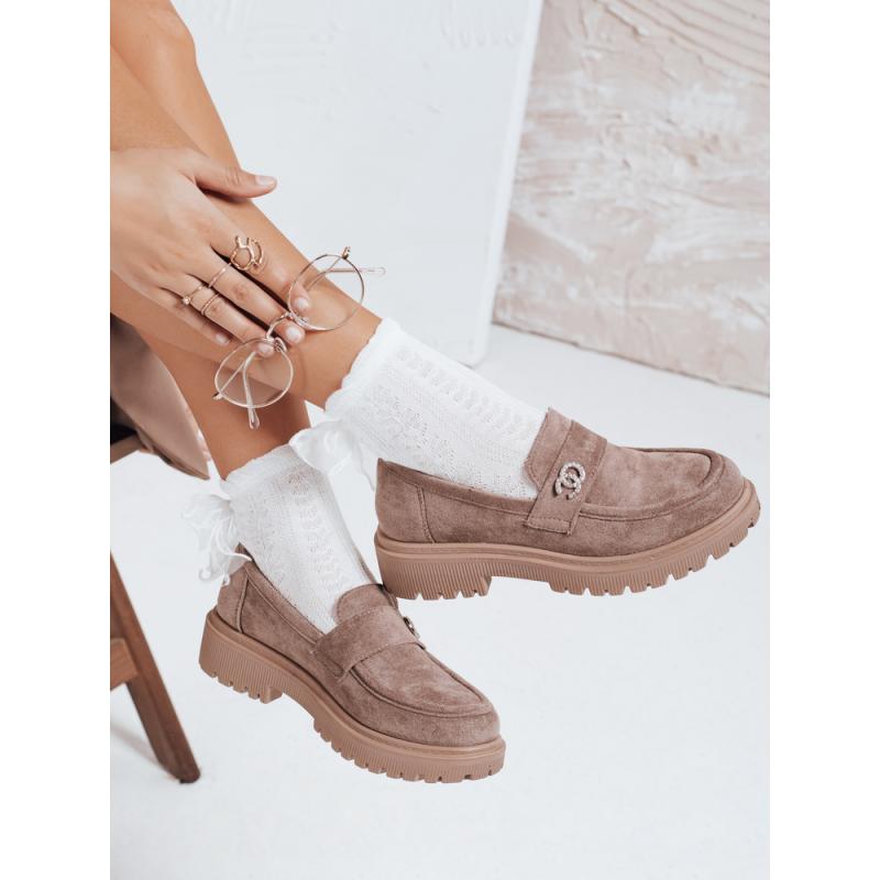 Dámske semišové mokasíny, béžové