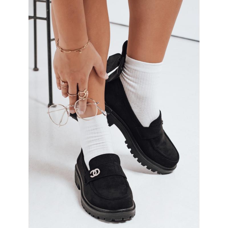 Dámske semišové mokasíny, čierne