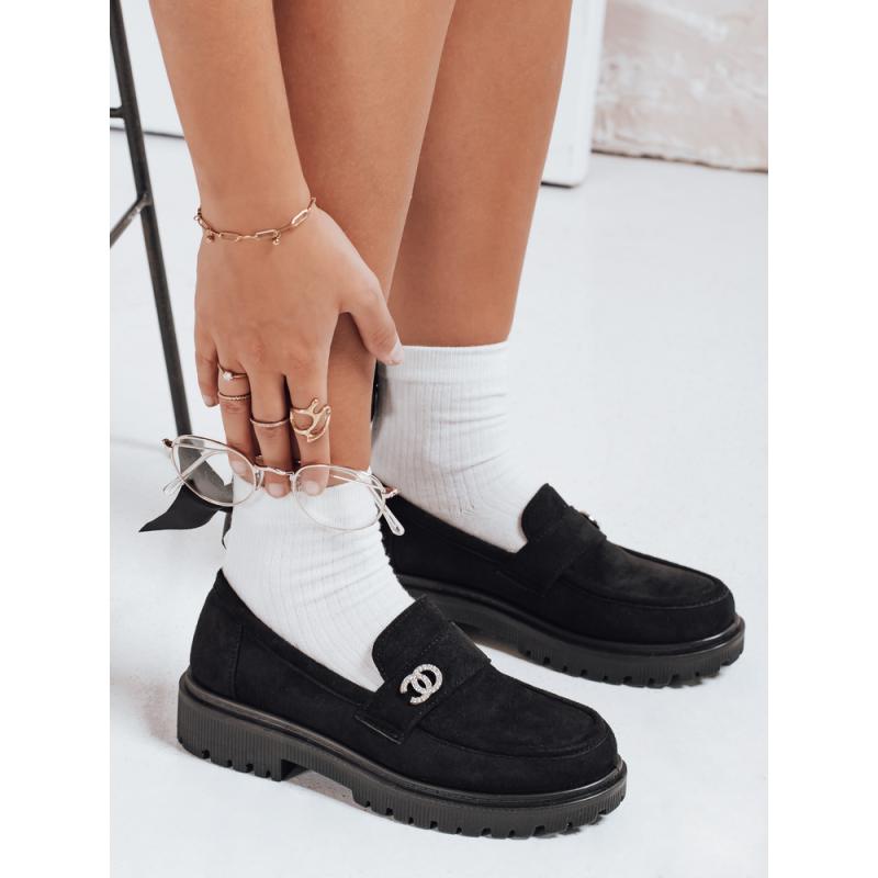 Dámske semišové mokasíny, čierne