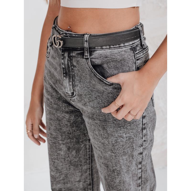 Dámské džíny s širokými nohavicemi, černé