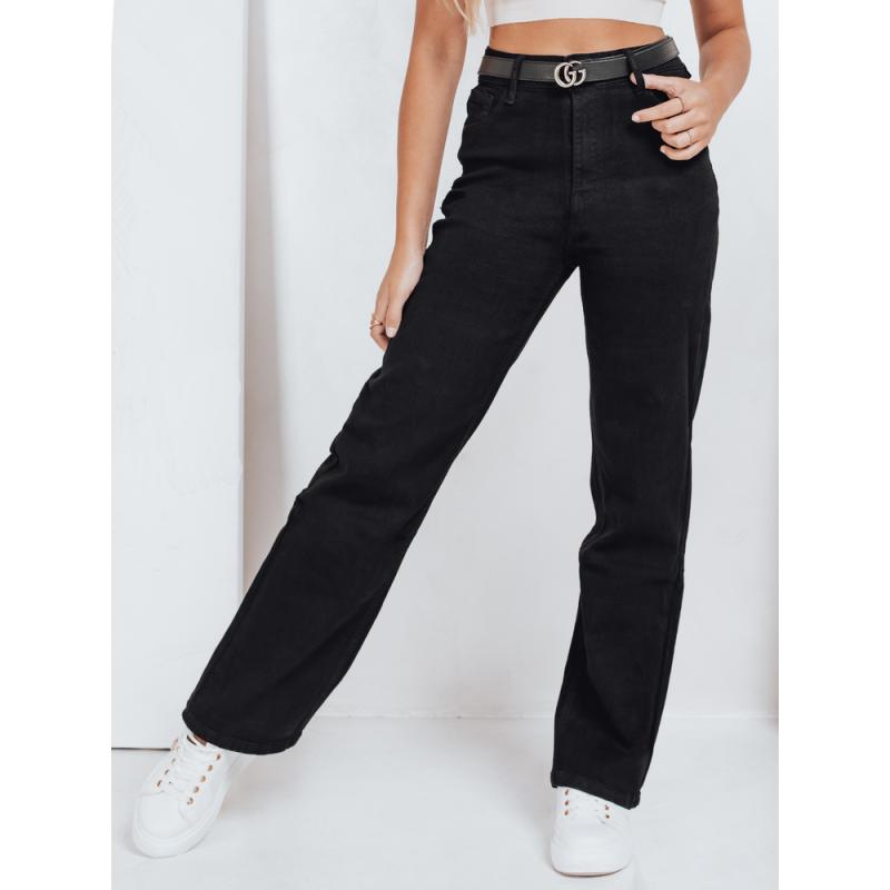 Dámské džíny s širokými nohavicemi, černé