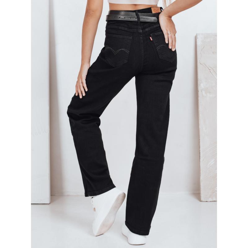 Dámské džíny s širokými nohavicemi, černé