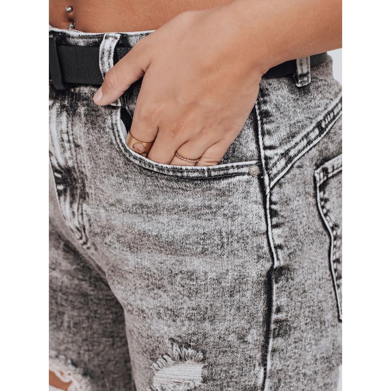 Dámské džíny push up s otvory, šedé