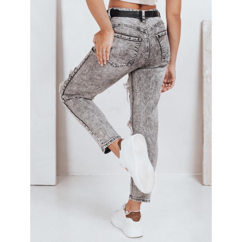 Dámské džíny push up s otvory, šedé