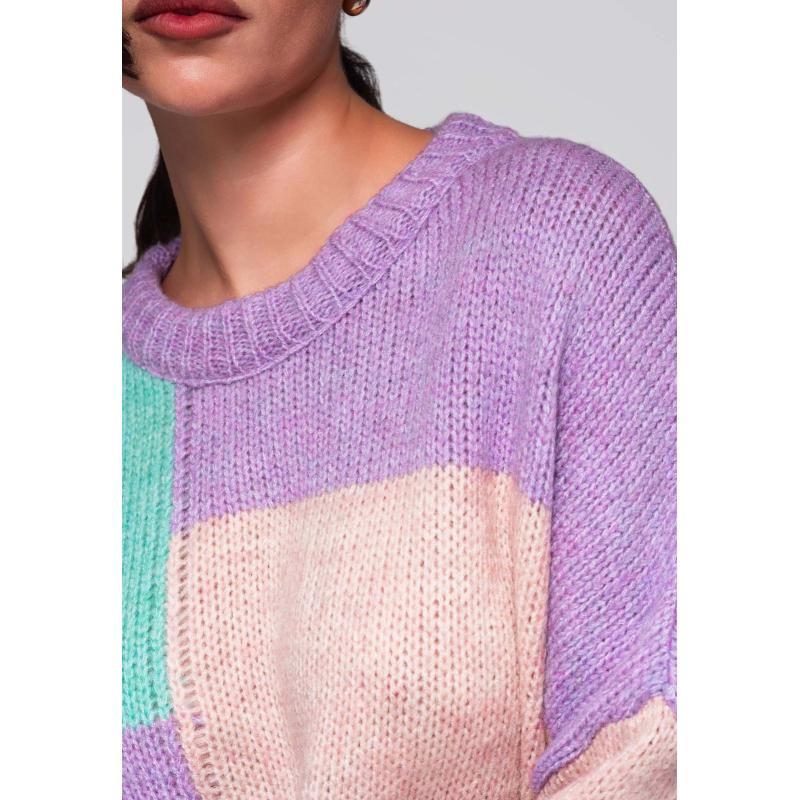 Dámský svetr LW-SWSW-0108 - lila/mátový