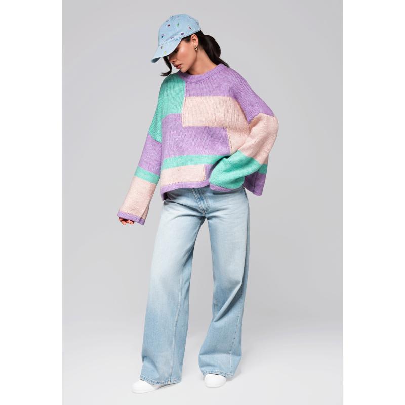 Dámský svetr LW-SWSW-0108 - lila/mátový