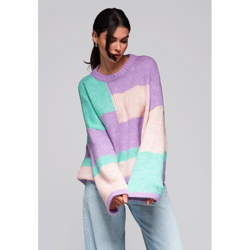 Dámský svetr LW-SWSW-0108 - lila/mátový