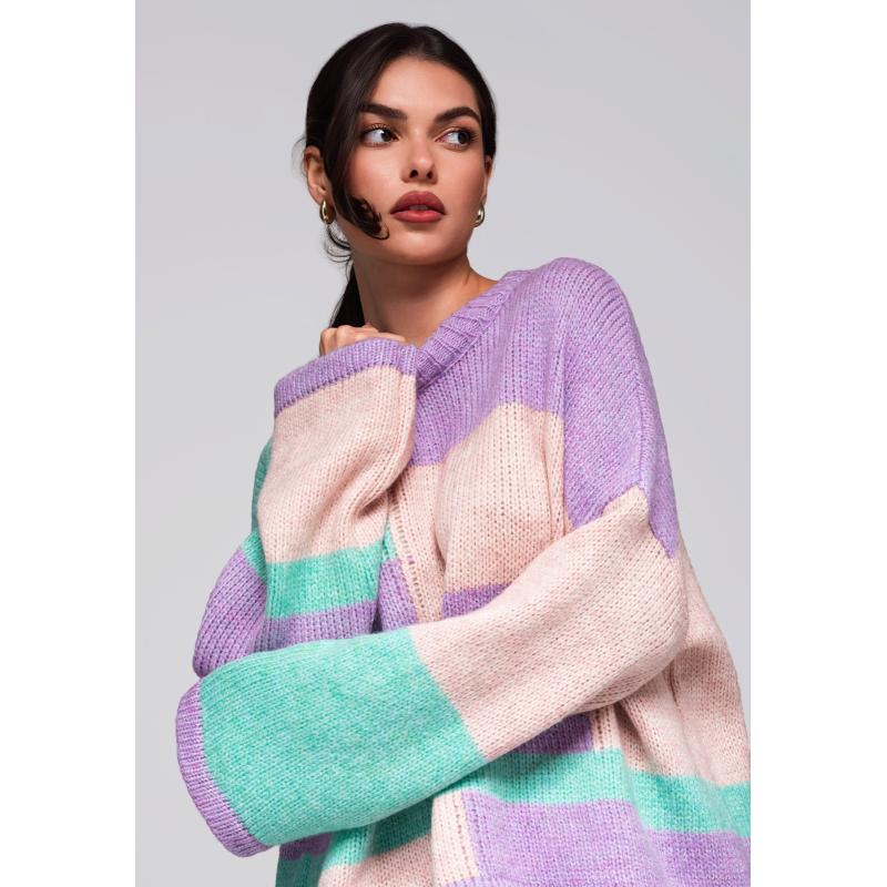 Dámský svetr LW-SWSW-0108 - lila/mátový