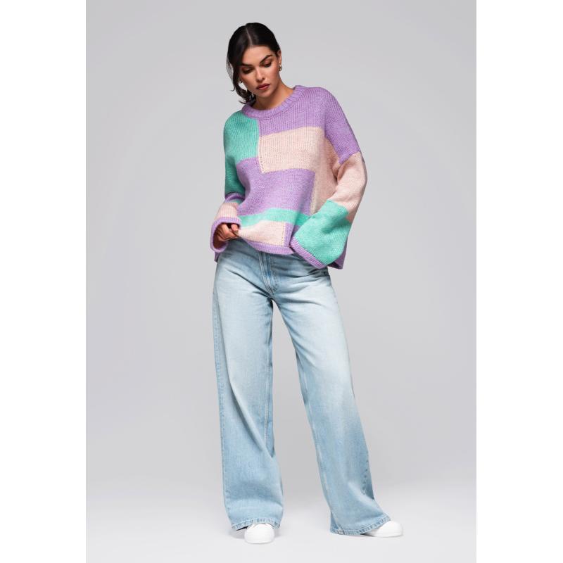 Dámský svetr LW-SWSW-0108 - lila/mátový