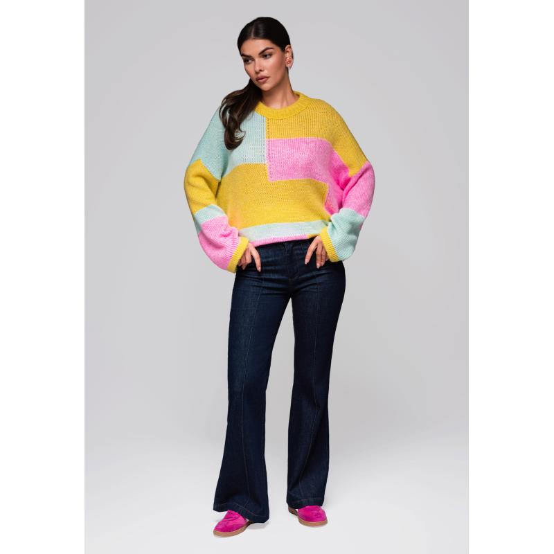 Dámský svetr LW-SWSW-0108 – žlutý/mátový