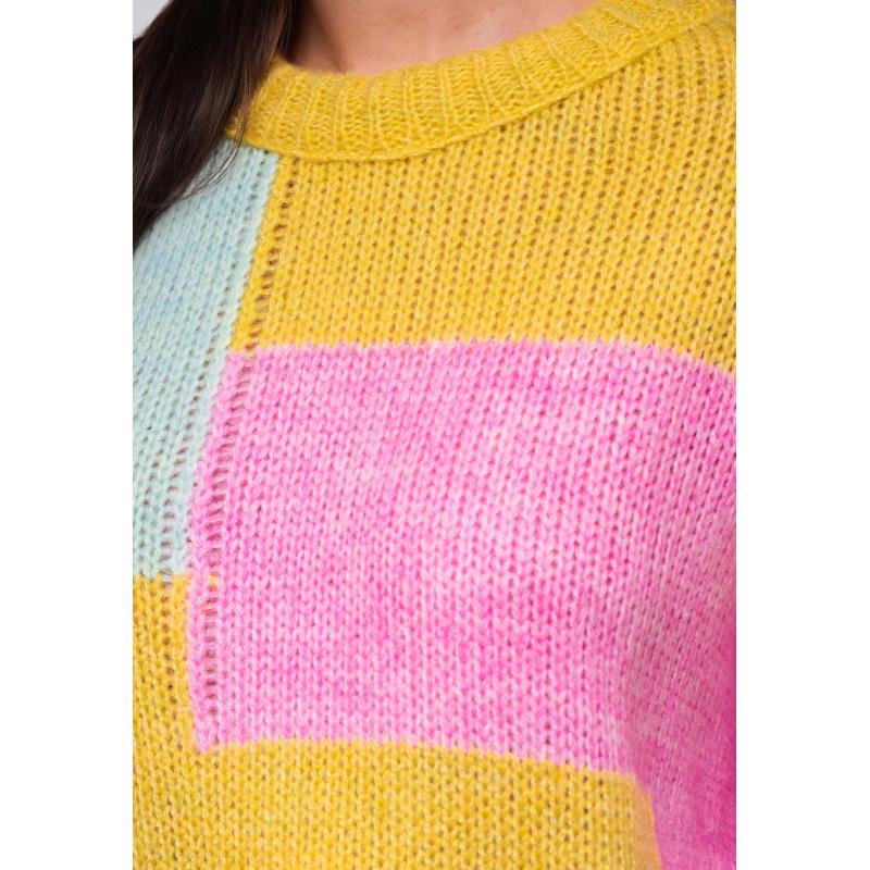 Dámský svetr LW-SWSW-0108 – žlutý/mátový