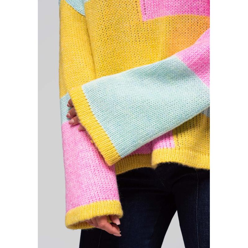 Dámský svetr LW-SWSW-0108 – žlutý/mátový