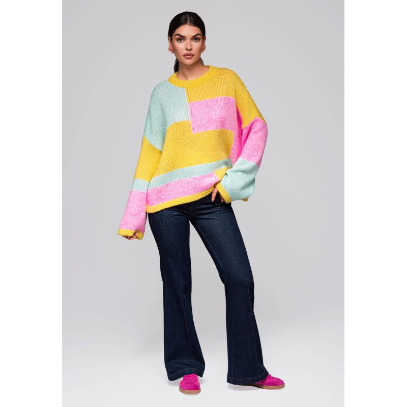 Dámský svetr LW-SWSW-0108 – žlutý/mátový