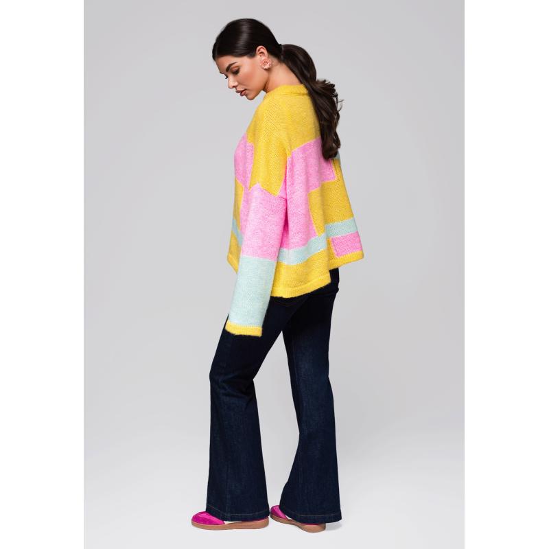 Dámský svetr LW-SWSW-0108 – žlutý/mátový